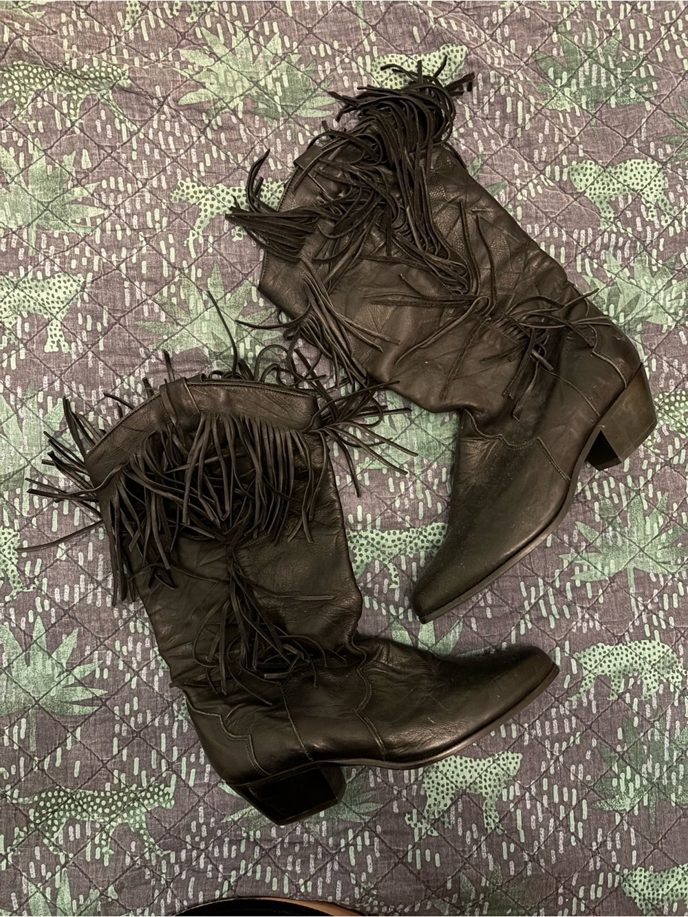 dingo Black Fringe Western Heeled Boots